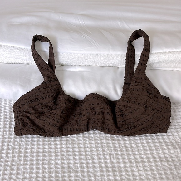 NWOT Form And Fold Seersucker Underwire The Crop Bikini Top Chocolate Brown 32D - Picture 5 of 13
